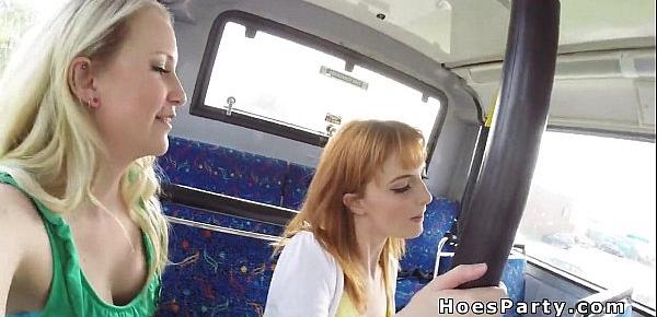  Two amateur babes fucking stranger in a bus